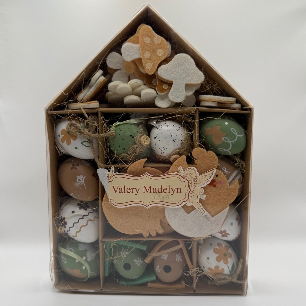 Valery Madelyn 46PC Easter Egg Ornament Set Green Beige New Woodland